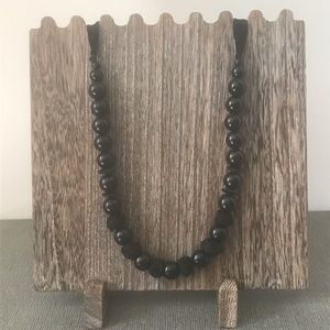 Black bauble necklace- felt bow tie